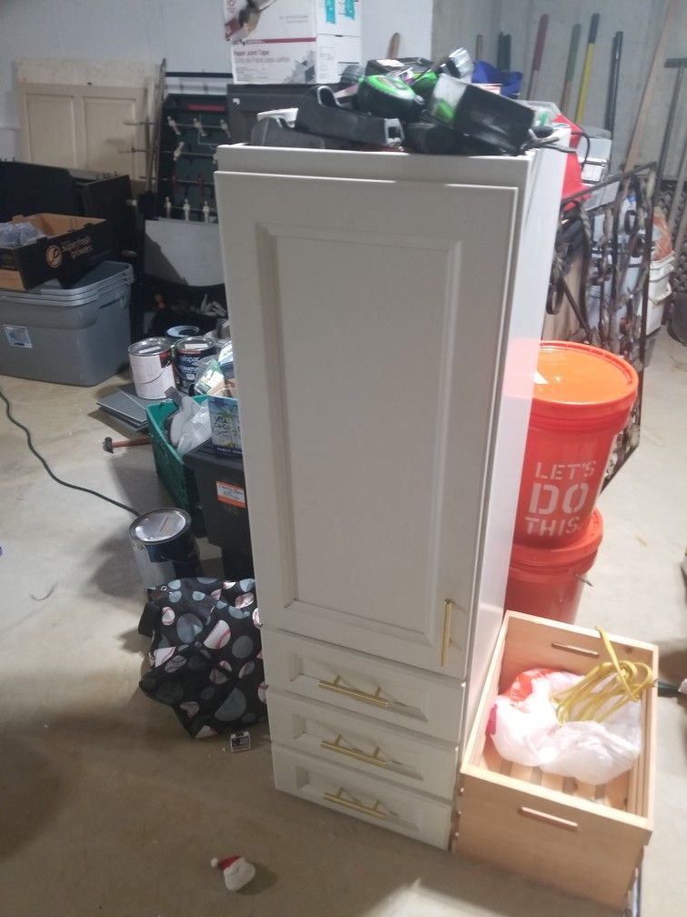 1 New White Cabinet With Shelves 15x48.