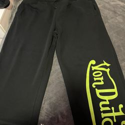 Von Dutch Wide Leg Pant - Black/Green