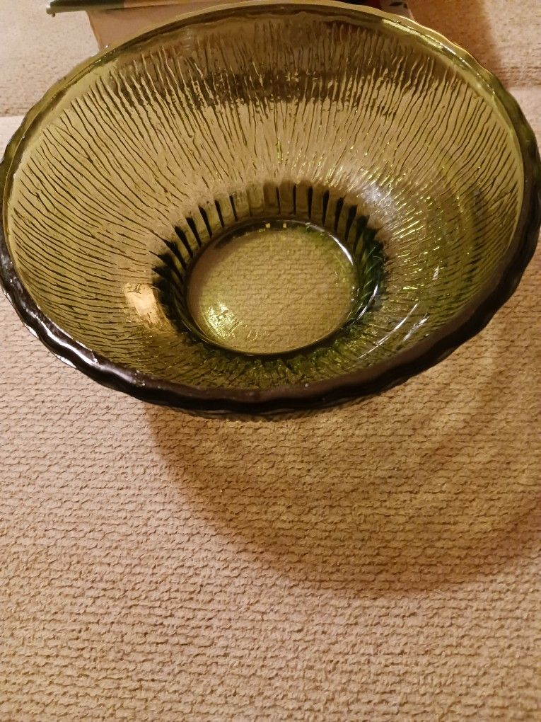 Vintage Green Glass Bowl