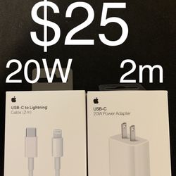 2m Apple iPhone USB-C to lightning cable and 20W Charger