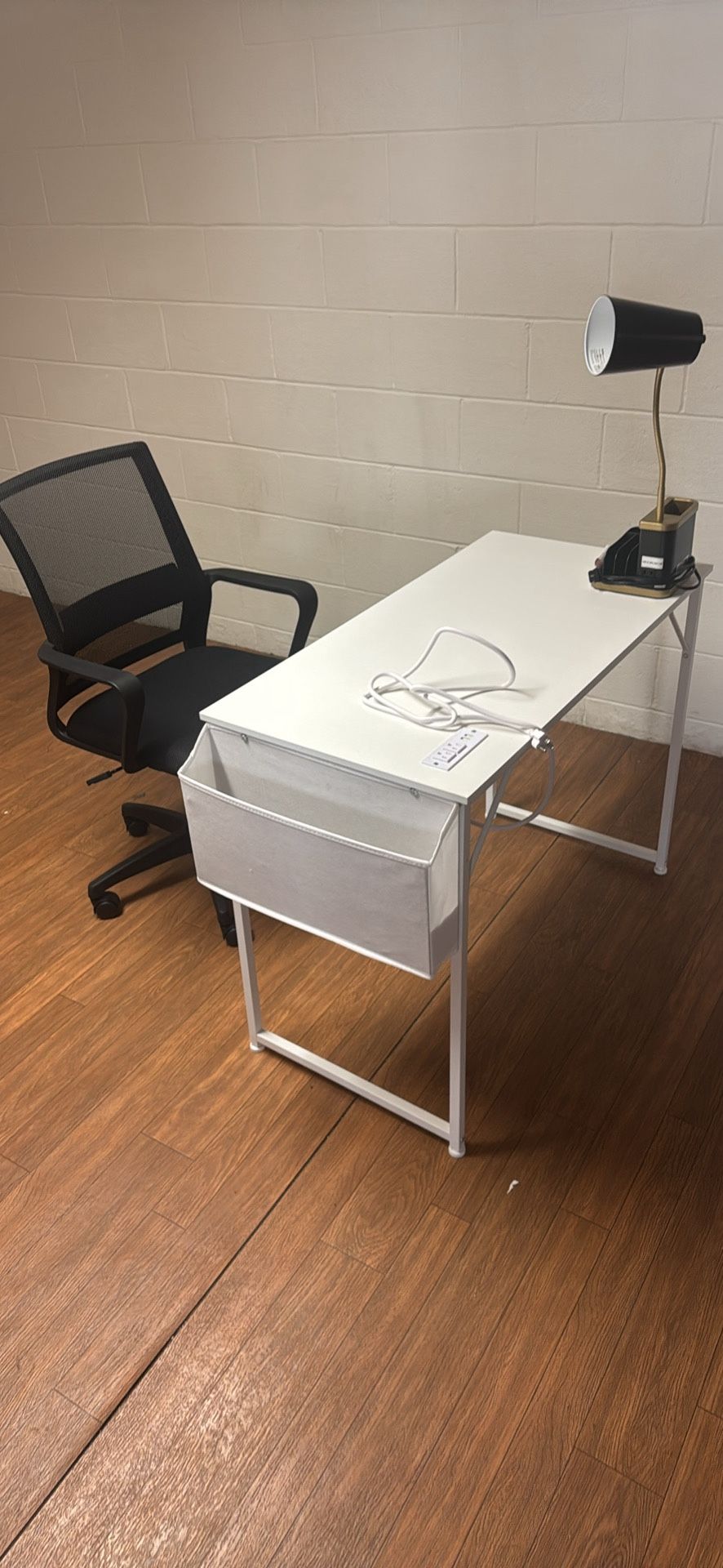 Desk + Desk Chair + Desk Lamp