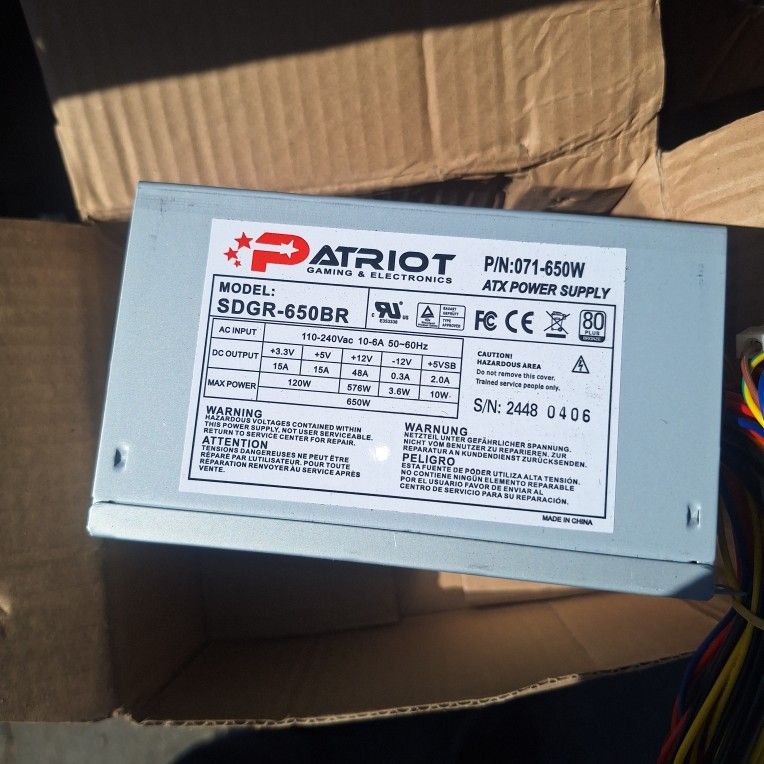 Patriot Gaming And Electronics 650w Power Supply