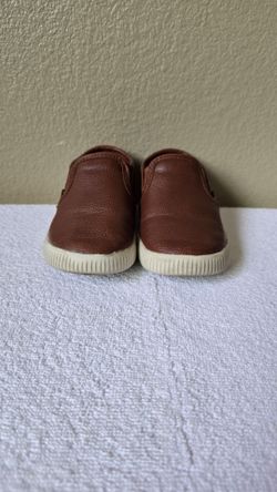 Brown Leather Toddler Slip-On Shoes