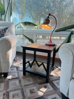 Handmade Mountain End Table – Rustic Steel & Wood