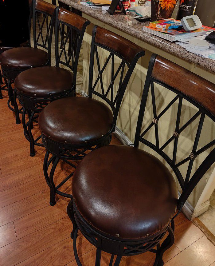 4 Lower Counter Level Bar Stools Chairs Barstool 24" Inch Tall 