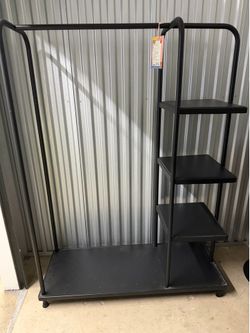 IKEA Clothing Rack with Shelves – Black