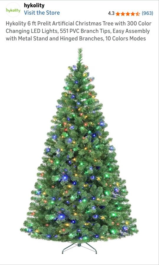 Brand-new 6 ft artificial Christmas tree with color changing lights