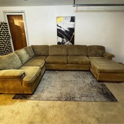 Gold 5-Seater Sectional Sofa with Pull-Out Bed