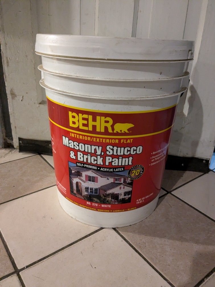 5 gal. White Satin Latex Masonry, Stucco and Brick Paint