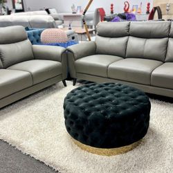 Stunning Grey Top Grain Leather Two Piece Sofa&Loveseat Available Only $1799✨