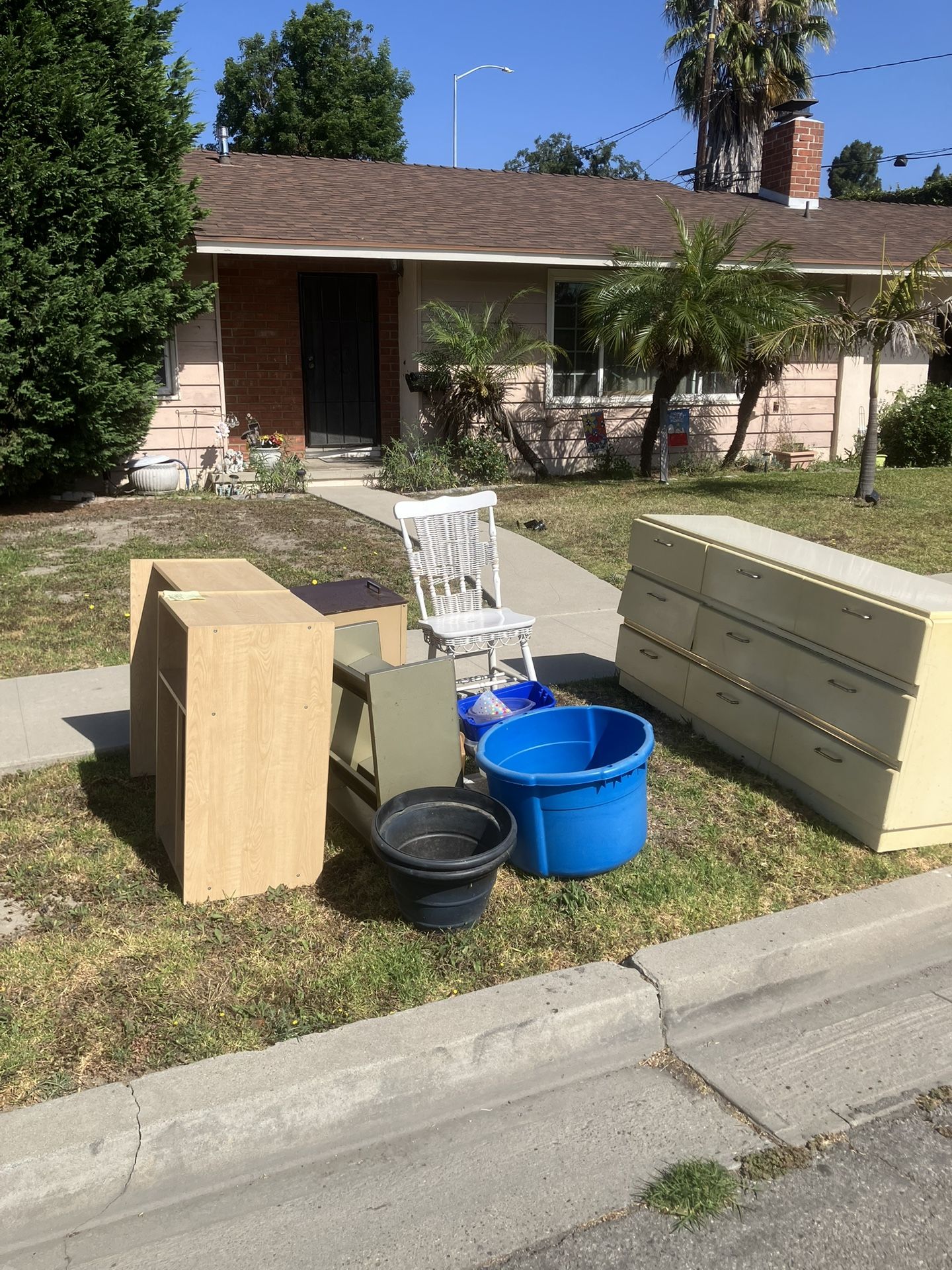 CURB ALERT - Old Dresser, Desk And Metal Bookcase And Cabinet FREE