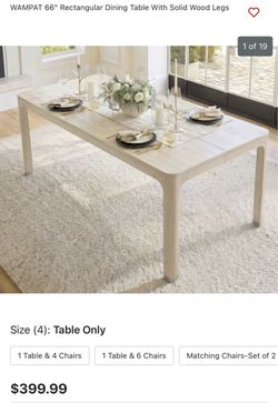 NEW-66" Rectangular Dining Table With Solid Wood Legs