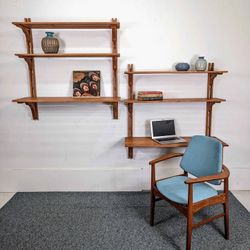 Danish Modern MCM Modular Teak Wall Shelf Unit