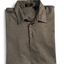 Theory Bron B Atlas Pique Men Jersey Polo  gray Shirt Medium