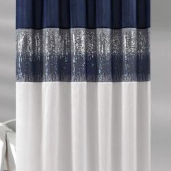 Lush Decor - Shower Curtain, Sparkly Color Block, Sequin Design, Modern Glam Bathroom Decor 