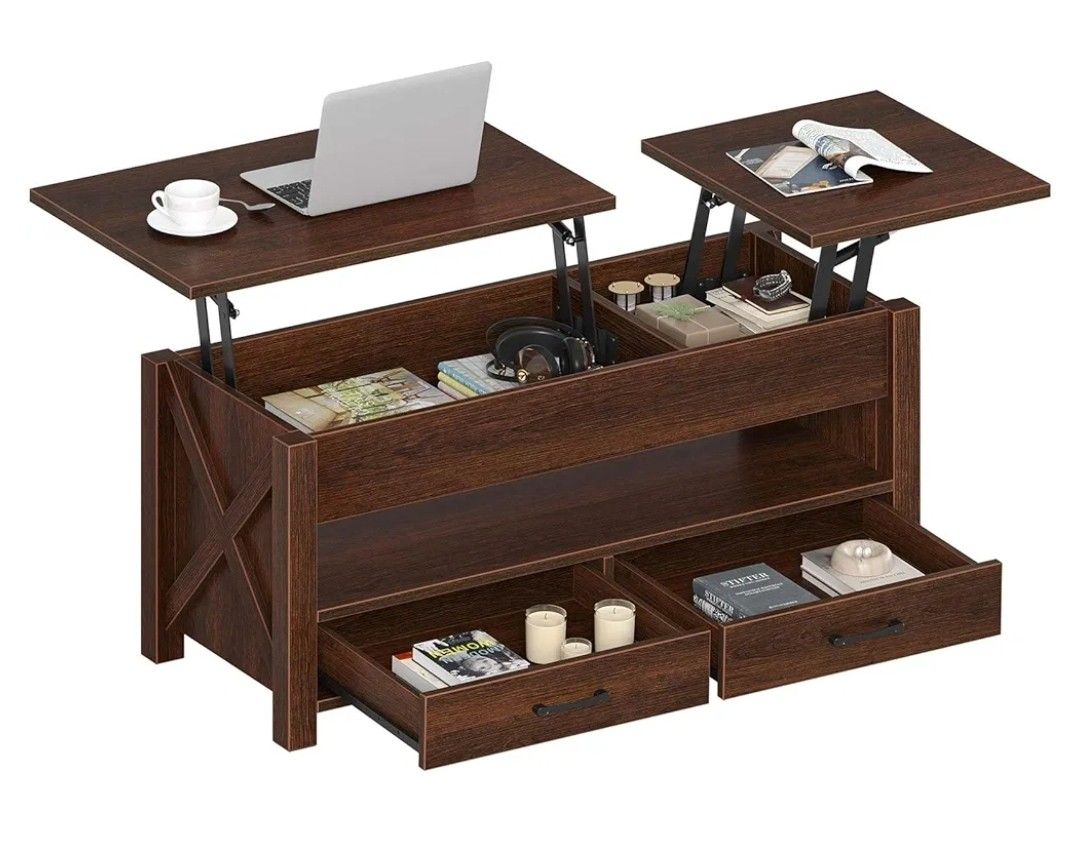 Farmhouse Style Espresso Lift Top Coffee Table