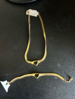 Heart Necklace and Bracelet