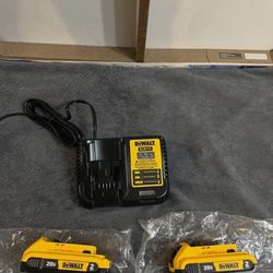 Dewault 20v Compact Battery Set With 2 Batteries And Charger 
