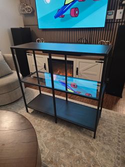 Black Metal and Glass 3-Tier Shelf