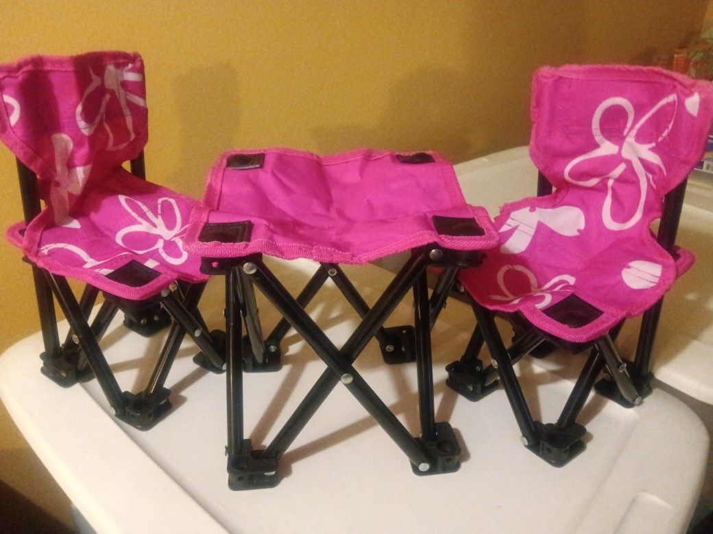 Emily Rose Three Piece Folding Chairs And Table Fits 18 In Dolls Such As American Girl And Our Generation