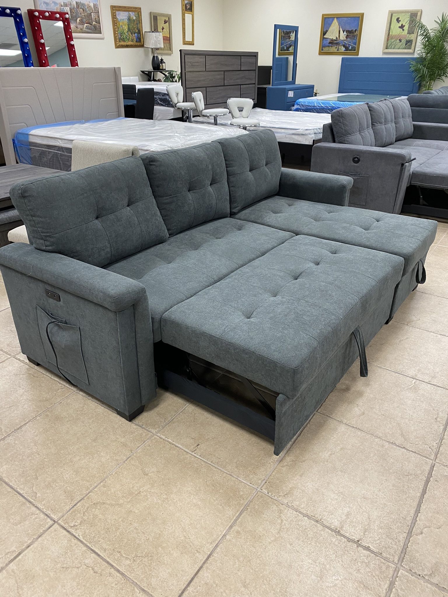 New Sectional Sofa Couch Pull Out