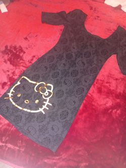 Hello Kitty Goth Black Velvet Dress