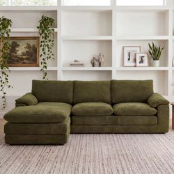 Olive Green Chaise Sectional Sofa