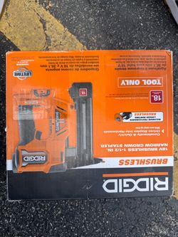 RIDGID 18V Brushless Cordless 18-Gauge 1-1/2 in. Narrow Crown Stapler (Tool only)