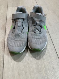 Gray And Green Nike Shoes For Kids Size 3Y