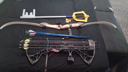 Compound bow, recurve bow, and keyblade
