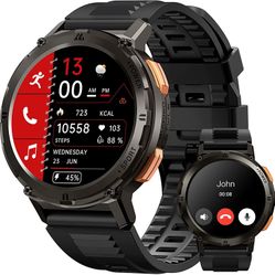 Smart Watch,60 Days Extra-Long Battery, 50M Waterproof, 1.43" Ultra HD AMOLED,Daylight-viewablet Display, Rugged Military Bluetooth Call(Answer/Calls)