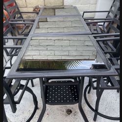 Gorgeous Outdoors Aluminum 6 Person Table W Dark Glass  Was $1,100 +tax
