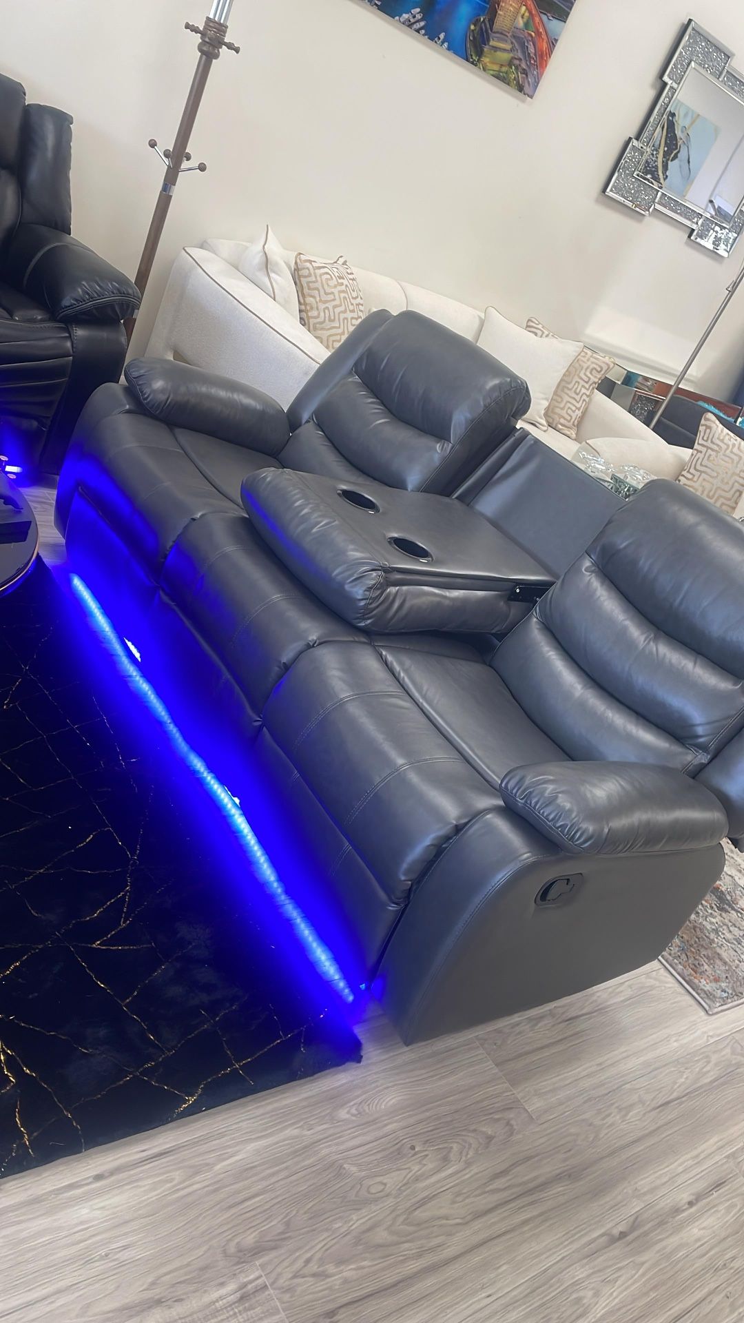 Reclining Sofa With LED, Brand New. Downpyment $53