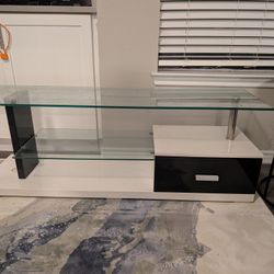 Bowery Hill Modern Glass/Wood TV Stands for TVs up to 55.13" in White