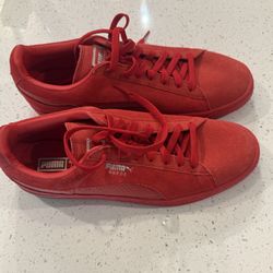 Red Suede Snakeskin Sneakers Men 10 