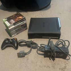Microsoft Xbox 360 Black 120GB Console w/ Power AV Cable 10 Games 1 Controller