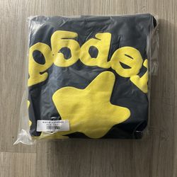 Black and Yellow Sp5der Hoodie 