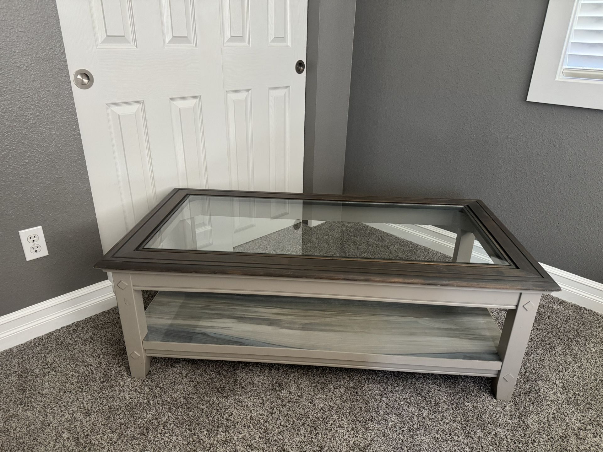 Solid Wood & Glass Top Coffee Table