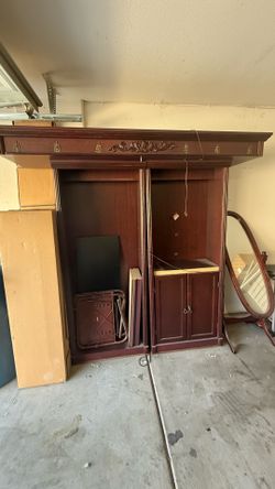 Large Cherry Wood Entertainment Center / Armoire Wall Unit”