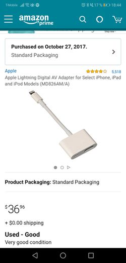 Apple Lightning Digital AV Adapter HDMI for IPHONE IPAD MD826AM/A