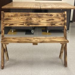 Handmade Torched Wood Bench 