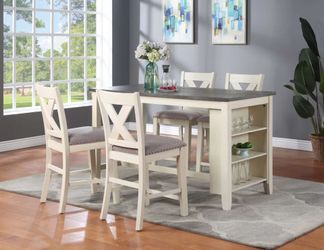 Brand New White & Grey 5pc Counter Height Dining Table Set