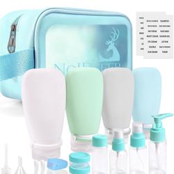 Noideeer 18 Pcs Travel Bottles Set for Toiletries, TSA Approved Travel Size Containers with Bandage Silicone Squeezable for Shampoo Conditioner Lotion