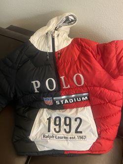 Polo Ralph Lauren Winter Stadium Down Popover Jacket Injection Red/Black XL