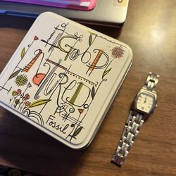 Fossil Watch And Collectors Tin