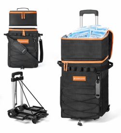 72 Can Soft Cooler with Wheels Collapsible Ice Chest Rolling Cooler for Camping