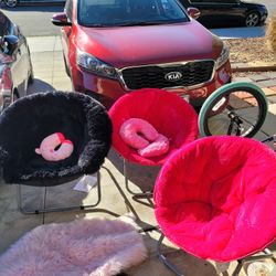 Faux Fur Saucer Chair, Pink And Black