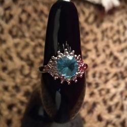 OCEAN BLUE TOPAZ Princess-Cut Ring