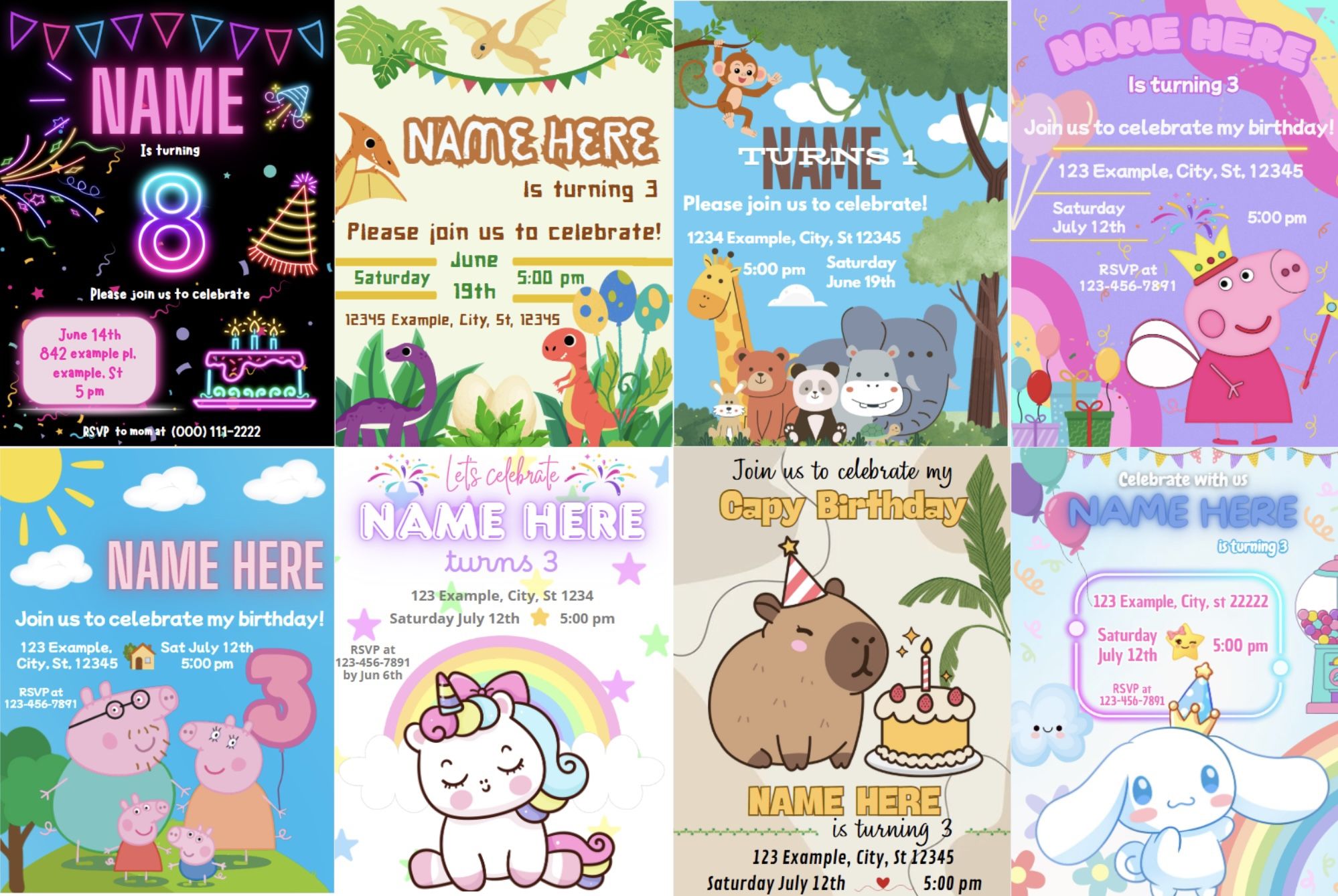 Digital Party Invitations - Invitaciones Para Fiesta Digitales