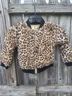 Epic threads Kids Leopard Print Faux Fur Bomber Jacket